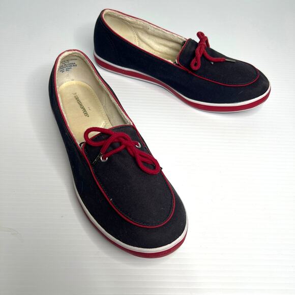 Grasshoppers Westwind Retro Navy Blue Red Canvas Slip On Loafers Size 9.5 Wide - Picture 2 of 9